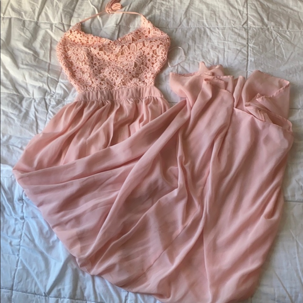 Dainty Hooligan light pink lace maxi dress